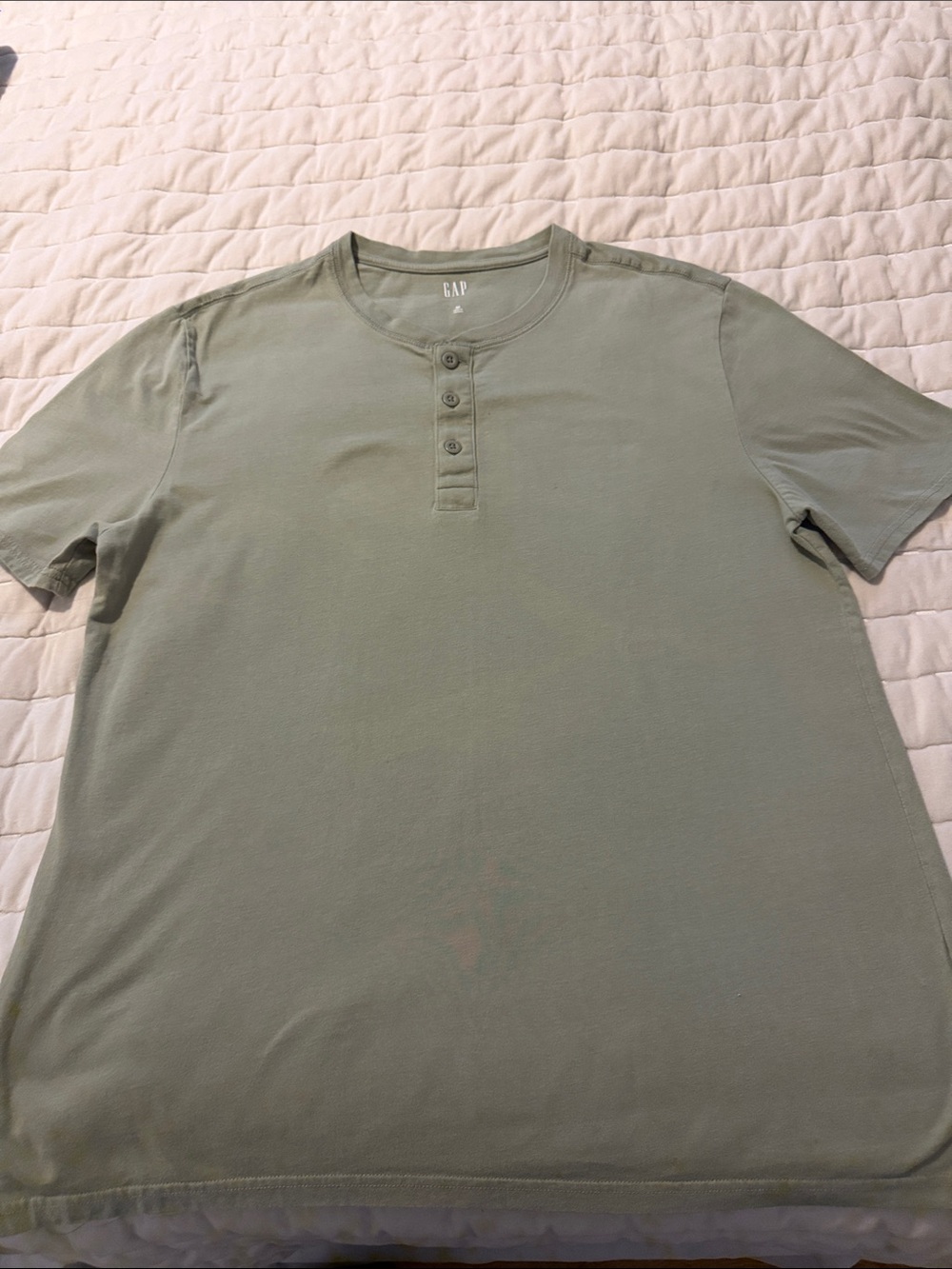 GAP Men's Light Sage Henley Short Sleeve Tee